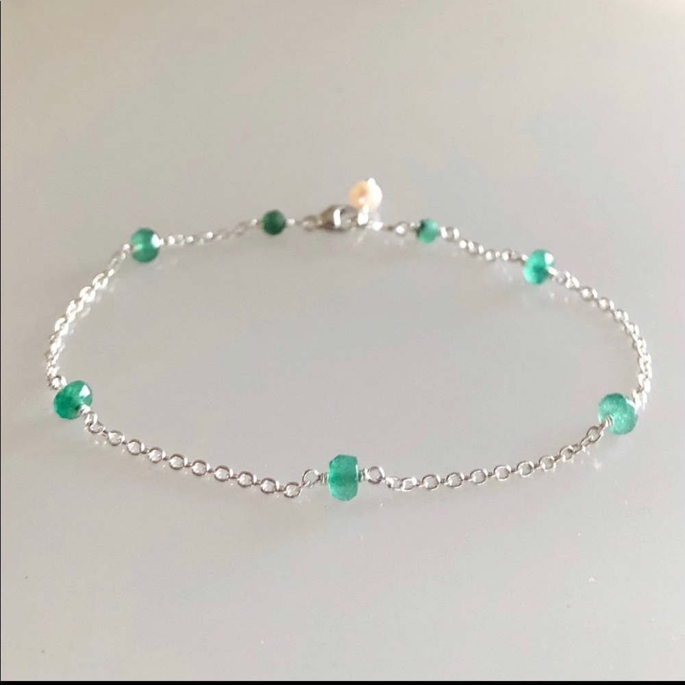 Genuine Emerald Bracelet In Solid sterling silver